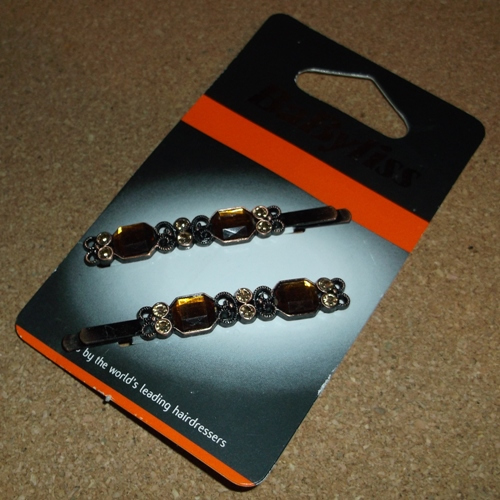 Babyliss amber diamante antique look clip supplied by Longhaired Jewels