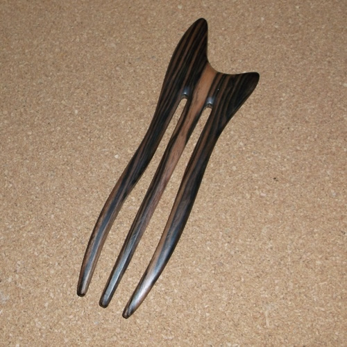 Ebony striped 3 prong hairfork supplied by Longhaired Jewels