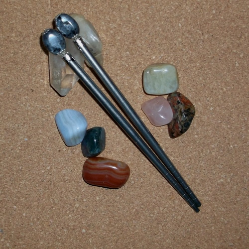 Iridescent Flash hair stick handmade by Longhaired Jewels