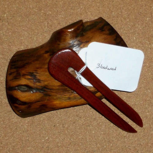 American 2 prong Bloodwood hairfork supplied by Longhaired Jewels