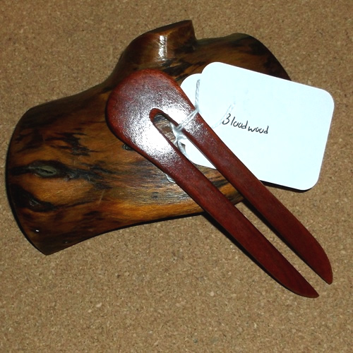 American 2 prong Bloodwood hairfork supplied by Longhaired Jewels