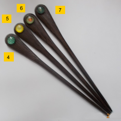 Paddle hairsticks with Cabochon beads
