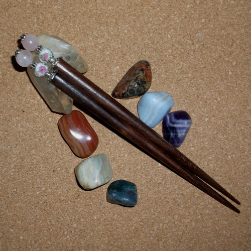 Rose Garden hairstick handmade by Longhaired Jewels