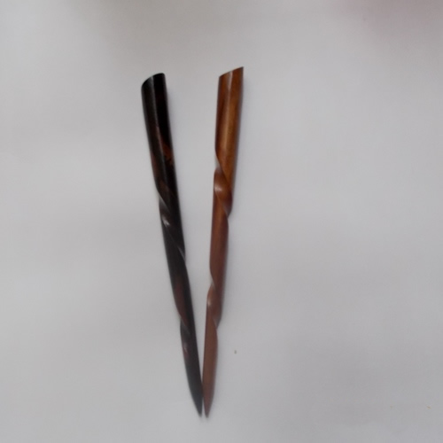 Wooden spiral hairstick supplied by Longhaired Jewels